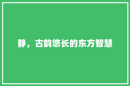 静，古韵悠长的东方智慧