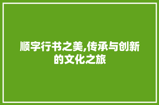 顺字行书之美,传承与创新的文化之旅