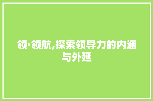 领·领航,探索领导力的内涵与外延