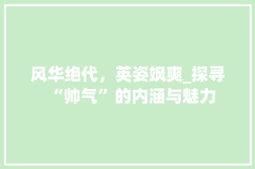 风华绝代，英姿飒爽_探寻“帅气”的内涵与魅力