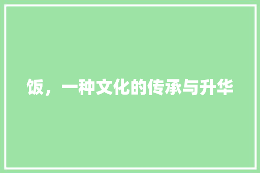 饭，一种文化的传承与升华