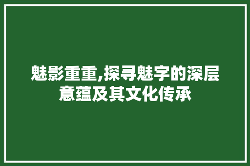 魅影重重,探寻魅字的深层意蕴及其文化传承