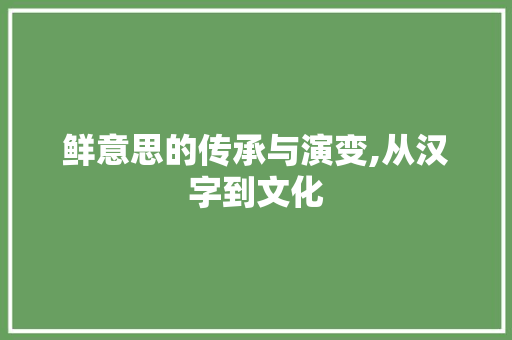 鲜意思的传承与演变,从汉字到文化