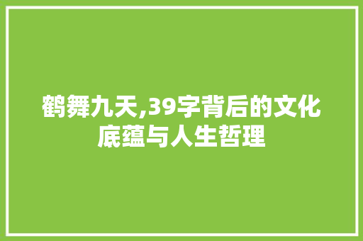 鹤舞九天,39字背后的文化底蕴与人生哲理