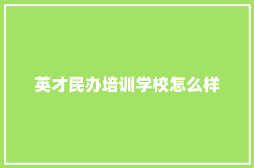 英才民办培训学校怎么样