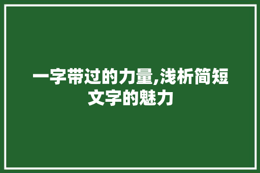 一字带过的力量,浅析简短文字的魅力