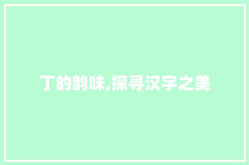 丁的韵味,探寻汉字之美