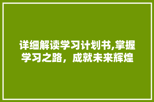 详细解读学习计划书,掌握学习之路，成就未来辉煌