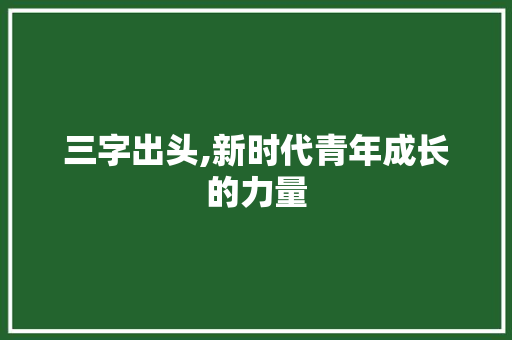 三字出头,新时代青年成长的力量