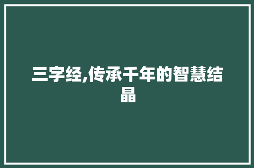 三字经,传承千年的智慧结晶