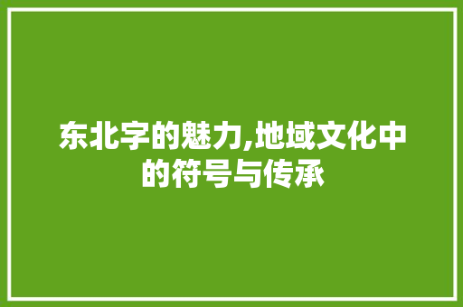 东北字的魅力,地域文化中的符号与传承