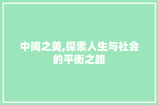 中间之美,探索人生与社会的平衡之路