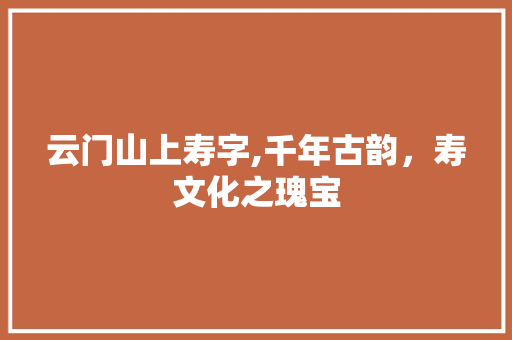 云门山上寿字,千年古韵，寿文化之瑰宝