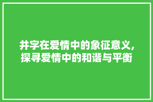 井字在爱情中的象征意义,探寻爱情中的和谐与平衡