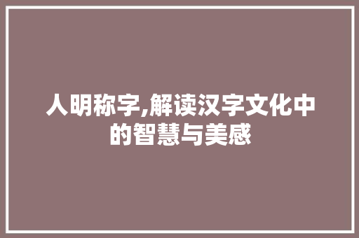 人明称字,解读汉字文化中的智慧与美感