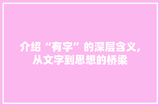 介绍“有字”的深层含义,从文字到思想的桥梁