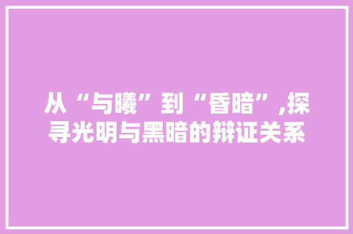 从“与曦”到“昏暗”,探寻光明与黑暗的辩证关系