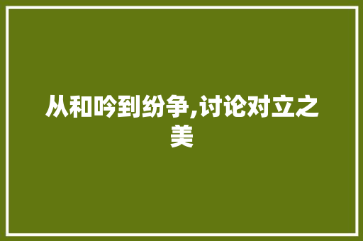 从和吟到纷争,讨论对立之美