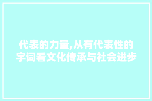 代表的力量,从有代表性的字词看文化传承与社会进步