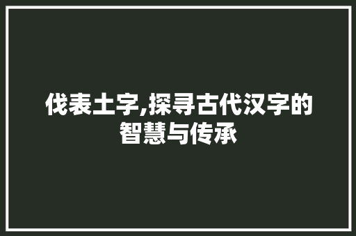 伐表土字,探寻古代汉字的智慧与传承