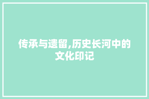 传承与遗留,历史长河中的文化印记