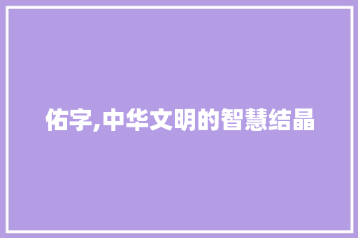 佑字,中华文明的智慧结晶