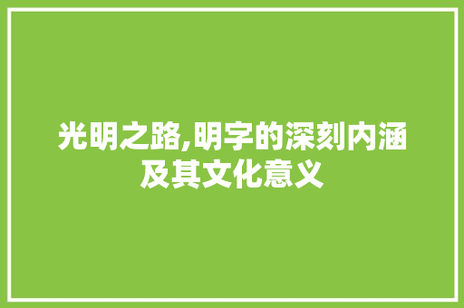 光明之路,明字的深刻内涵及其文化意义