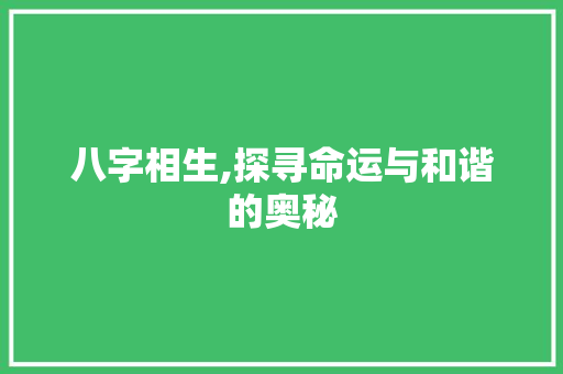 八字相生,探寻命运与和谐的奥秘
