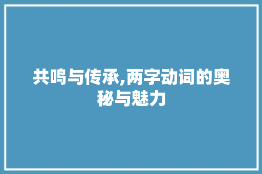 共鸣与传承,两字动词的奥秘与魅力