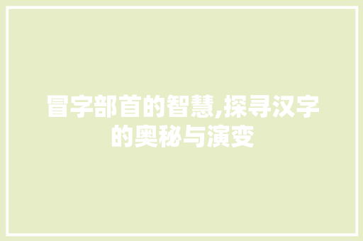 冒字部首的智慧,探寻汉字的奥秘与演变