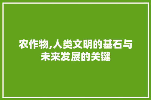 农作物,人类文明的基石与未来发展的关键
