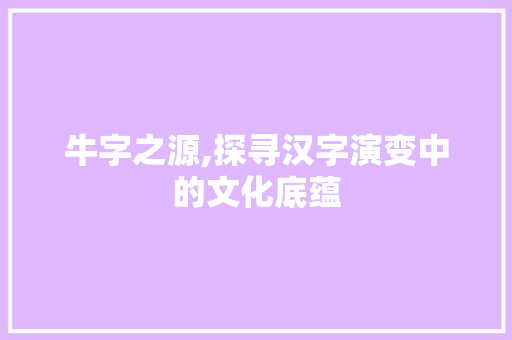 牛字之源,探寻汉字演变中的文化底蕴