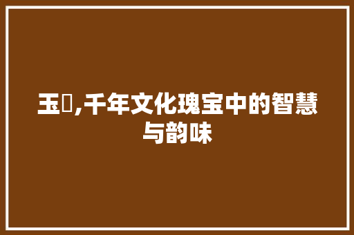 玉淢,千年文化瑰宝中的智慧与韵味