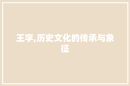 王字,历史文化的传承与象征