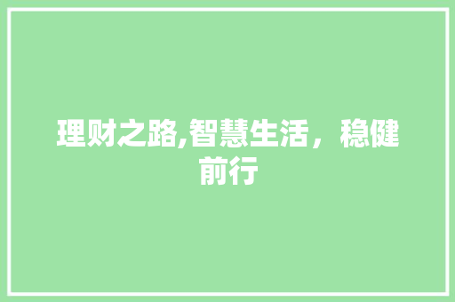 理财之路,智慧生活，稳健前行