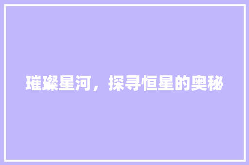 璀璨星河，探寻恒星的奥秘