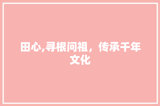 田心,寻根问祖，传承千年文化