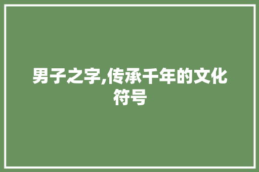 男子之字,传承千年的文化符号
