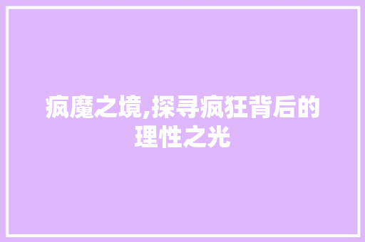 疯魔之境,探寻疯狂背后的理性之光