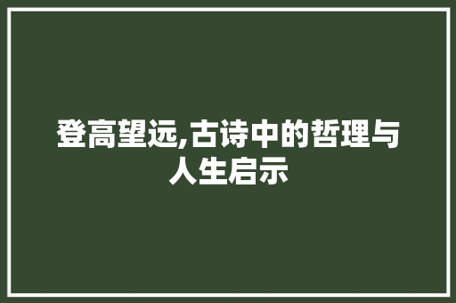登高望远,古诗中的哲理与人生启示