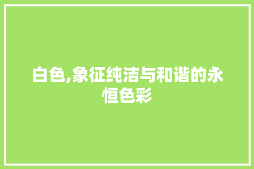 白色,象征纯洁与和谐的永恒色彩