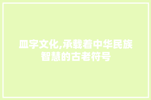 皿字文化,承载着中华民族智慧的古老符号