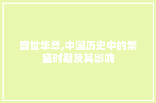 盛世华章,中国历史中的繁盛时期及其影响