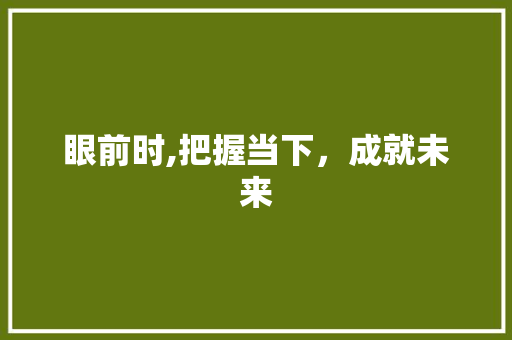 眼前时,把握当下，成就未来