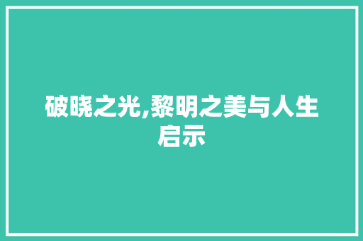 破晓之光,黎明之美与人生启示