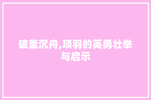 破釜沉舟,项羽的英勇壮举与启示
