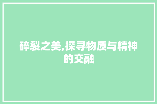 碎裂之美,探寻物质与精神的交融