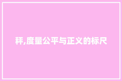 秤,度量公平与正义的标尺