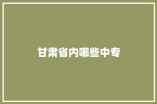 甘肃省内哪些中专