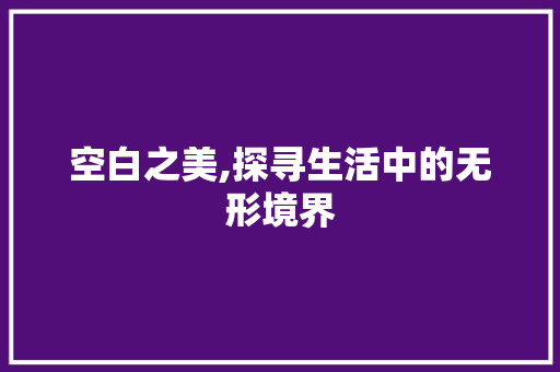 空白之美,探寻生活中的无形境界